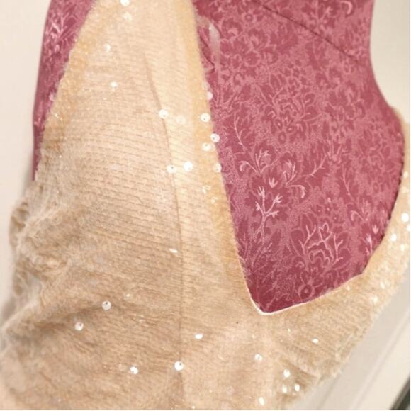 A New Day Champagne Sleeveless V Neck Sequin Mini A Line Dress, Size S - Picture 6 of 10